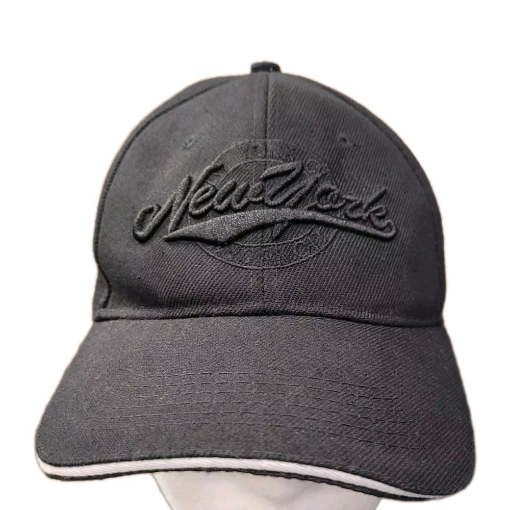NYC New York City Black Baseball Cap Wool Blend Adjustable Embroidered Hat